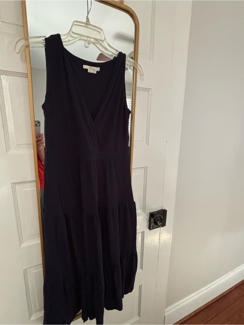 Boden Navy Sleeveless V-Neck Tiered Maxi Dress